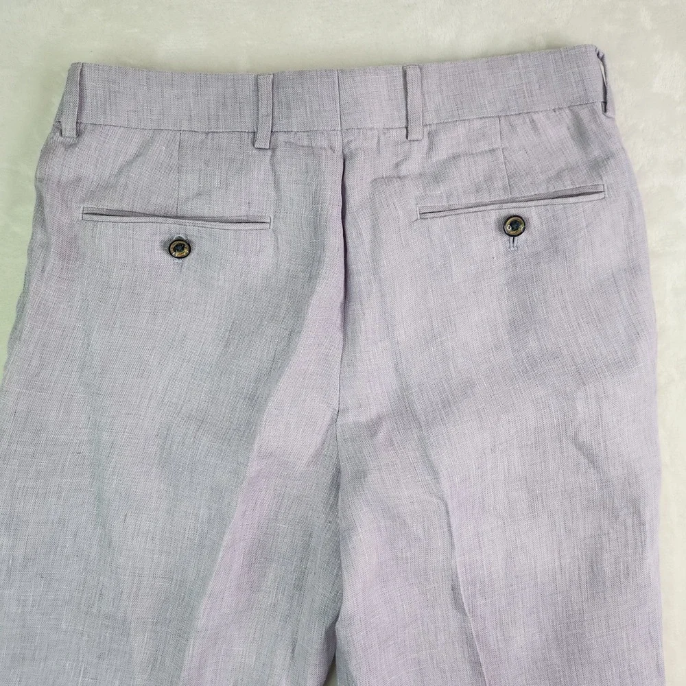 Baird McNutt Murano Alex Fit 100% Linen Pants Mens 30x32 Lavender Purple Trouser